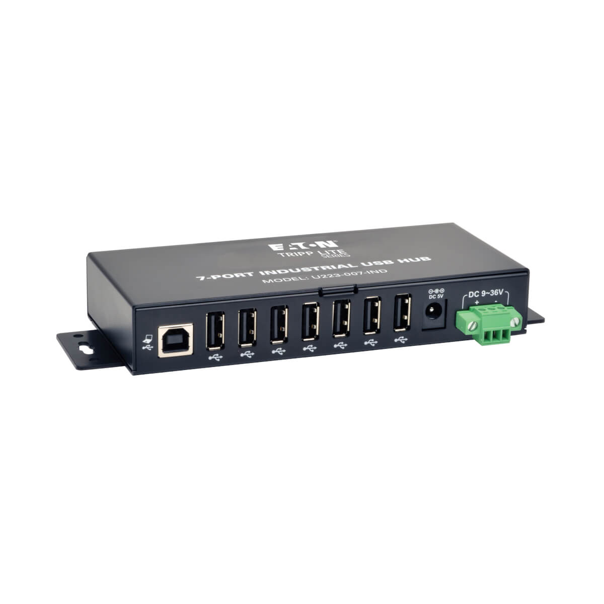 Eaton U223-007-IND 7-Port Industrial-Grade USB 2.0 Hub - 15 kV ESD Immunity, Metal Housing
