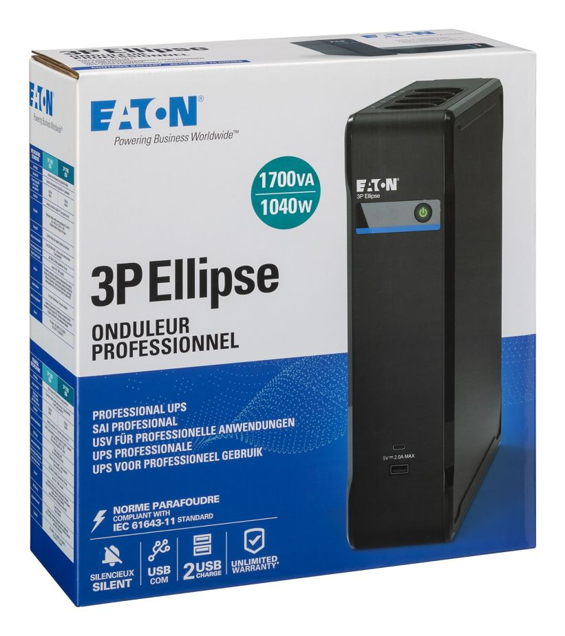Eaton 3P1700UI 3P Ellipse 1700 USB IEC - UPS Tower- 1040 W