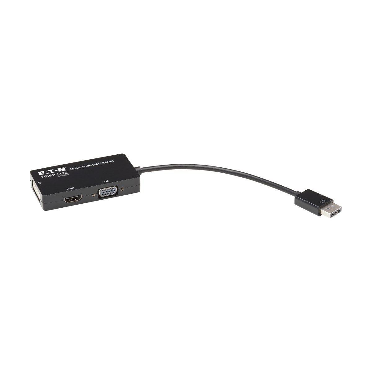 Eaton P136-06N-HDV-4K DisplayPort to VGA/DVI/HDMI All-in-One Converter Adapter,4K HDMI