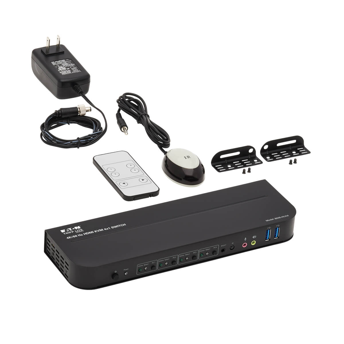Eaton B005-HUA4 4-Port HDMI/USB KVM Switch -  4K 60 Hz, HDR, HDCP 2.2, IR, USB Sharing