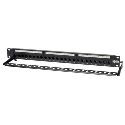 Eaton N254-024 24-Port 1U Rack-Mount Cat6/Cat5 Feedthrough Patch Panel, RJ45 Ethernet