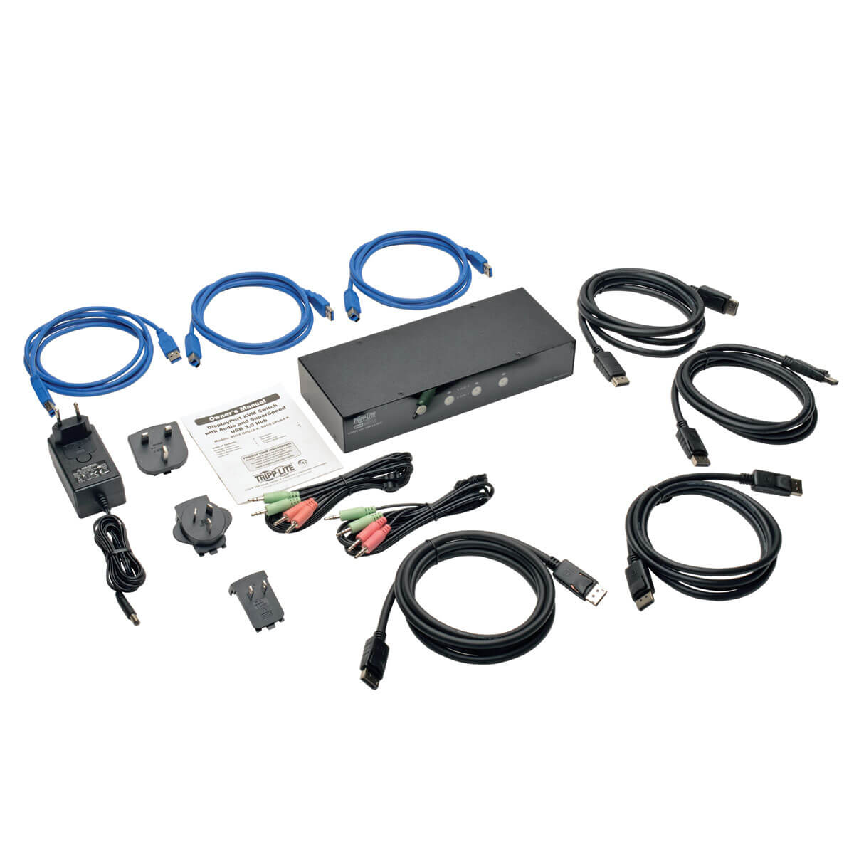 Eaton B004-DPUA4-K 4-Port DisplayPort KVM Switch with Audio, Cables & USB 3.0 SuperSpeed Hub
