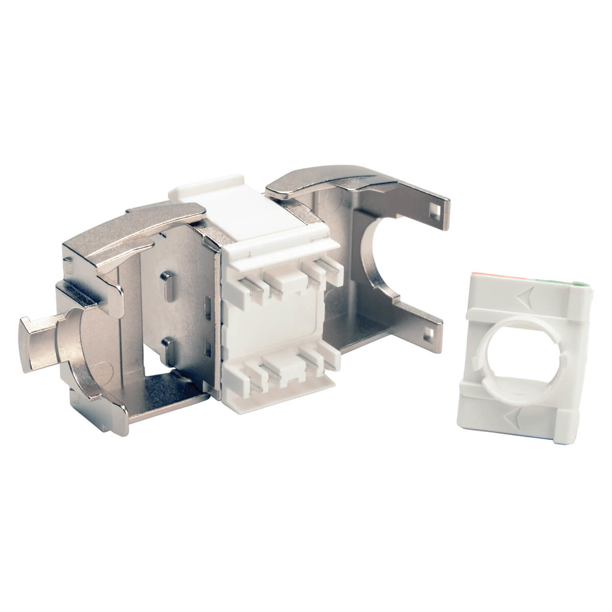 Eaton N238-001-SH-TFA Toolless Shielded Cat6a Keystone Jack, PoE/PoE+ Compliant - Silver