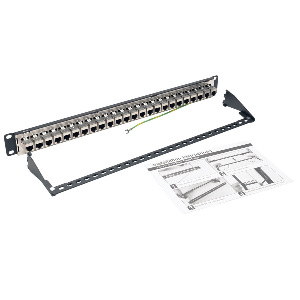 Eaton N254-024-SH-6A 24-Port 1U Rack-Mount STP Shielded Cat6a Feedthrough Patch Panel
