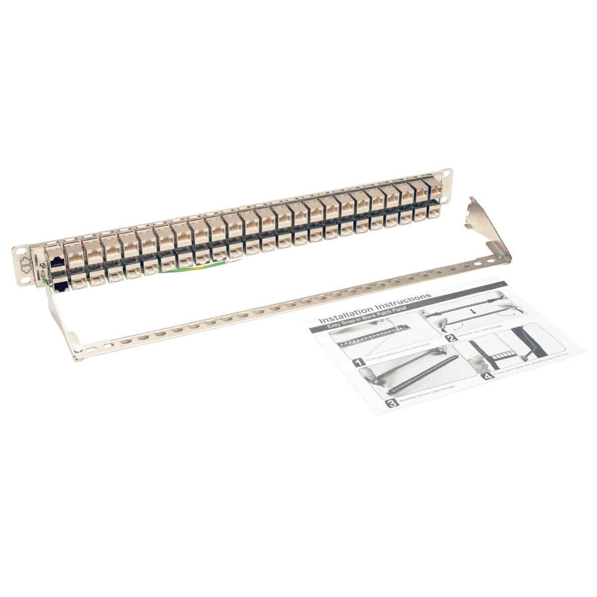 Eaton N254-048-SH-6A 48-Port 1U Rack-Mount STP Shielded Cat6a Feedthrough Patch Panel