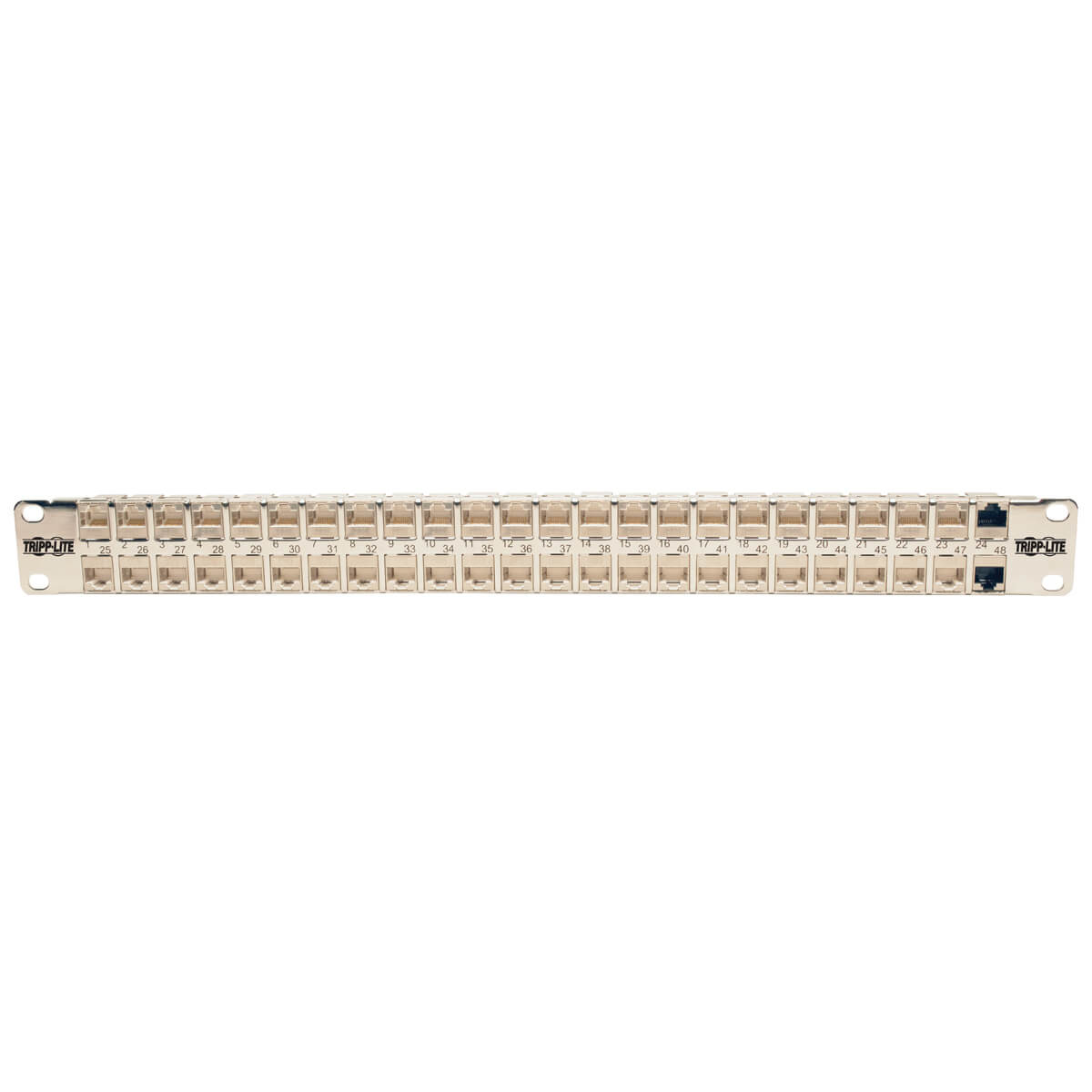 Eaton N254-048-SH-6A 48-Port 1U Rack-Mount STP Shielded Cat6a Feedthrough Patch Panel