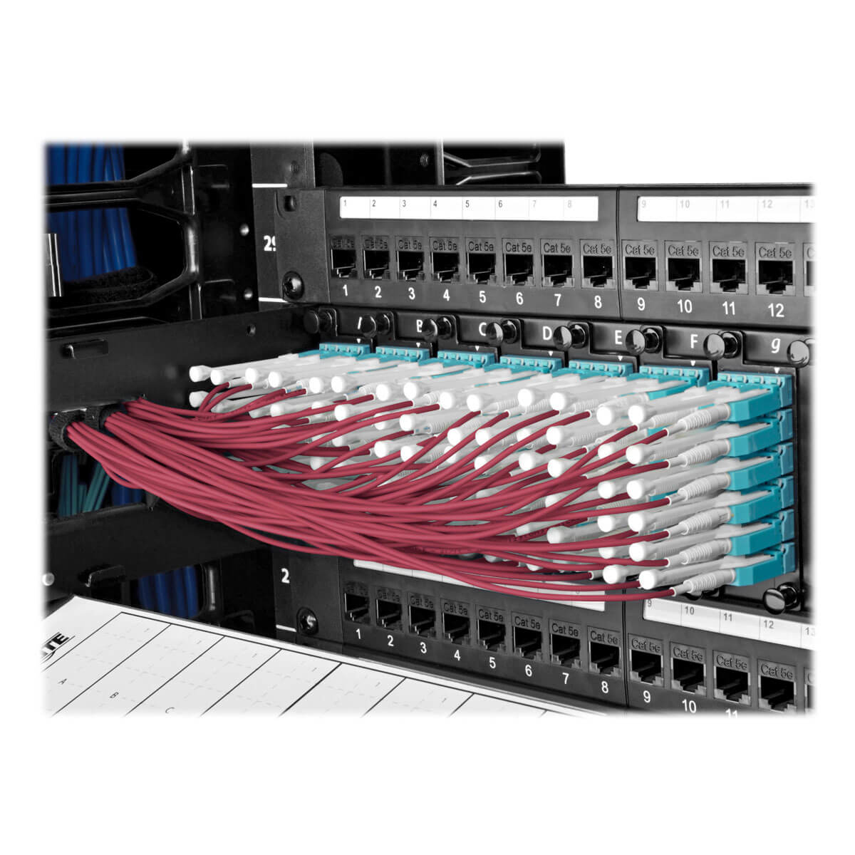 Eaton N845-02M-8L-MG 40G MTP/MPO to 4xLC Fan-Out OM4 Plenum-Rated Fiber Optic Cable, 2 m
