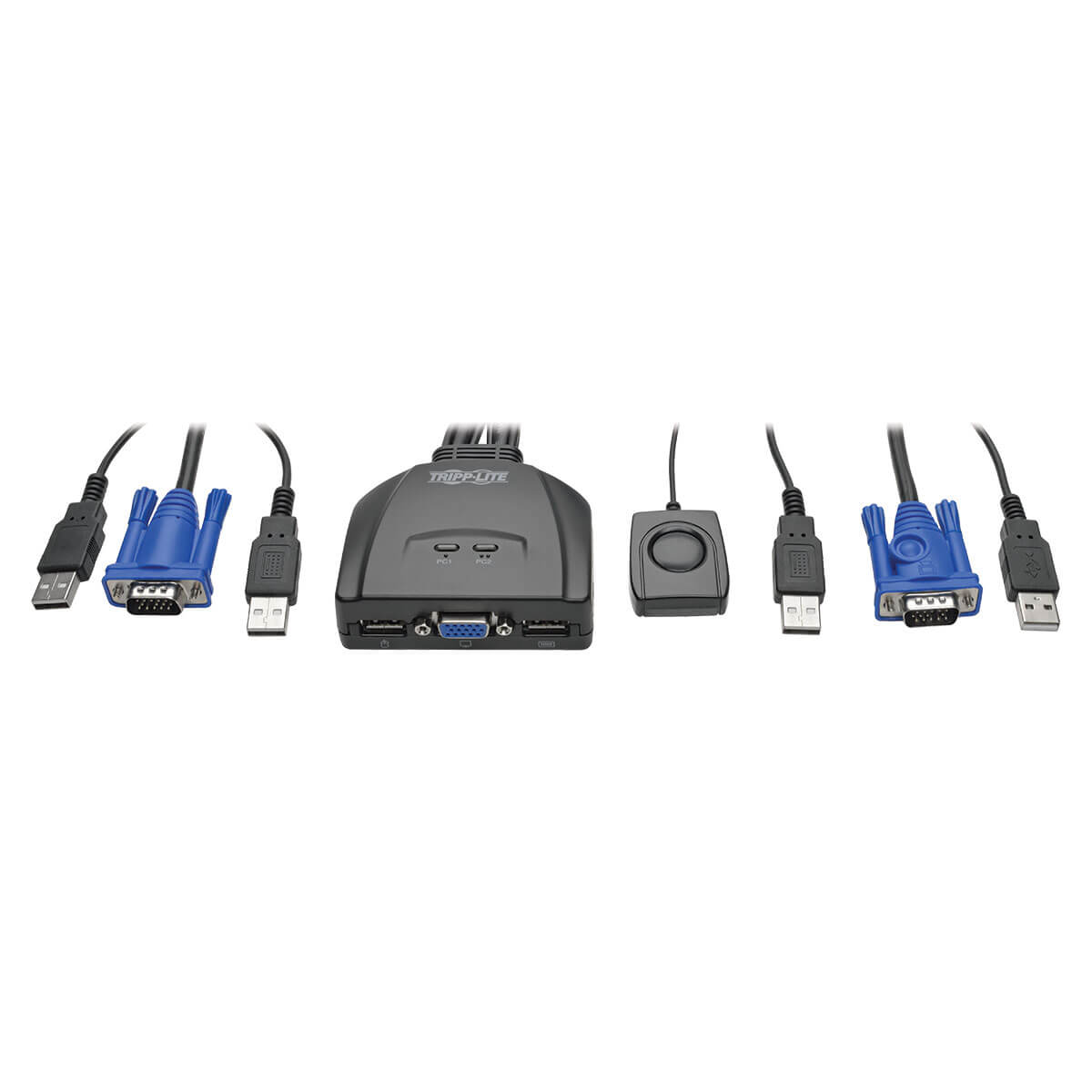 Eaton B032-VU2 2-Port USB/VGA Cable KVM Switch with Cables and USB Peripheral Sharing