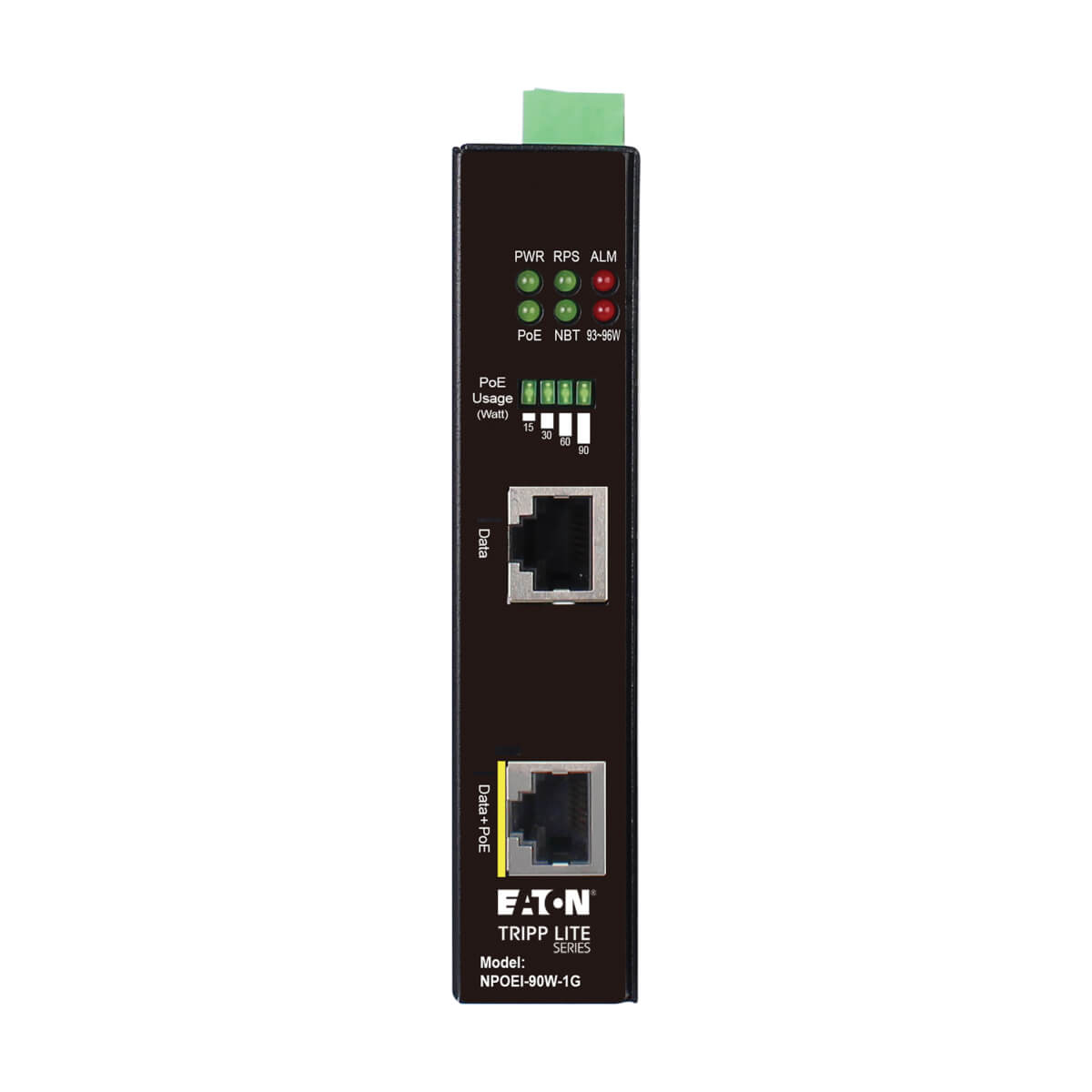 Eaton NPOEI-90W-1G Industrial Gigabit Ethernet PoE injector, 90W PoE++, Dual 24-57VDC, 1 Port