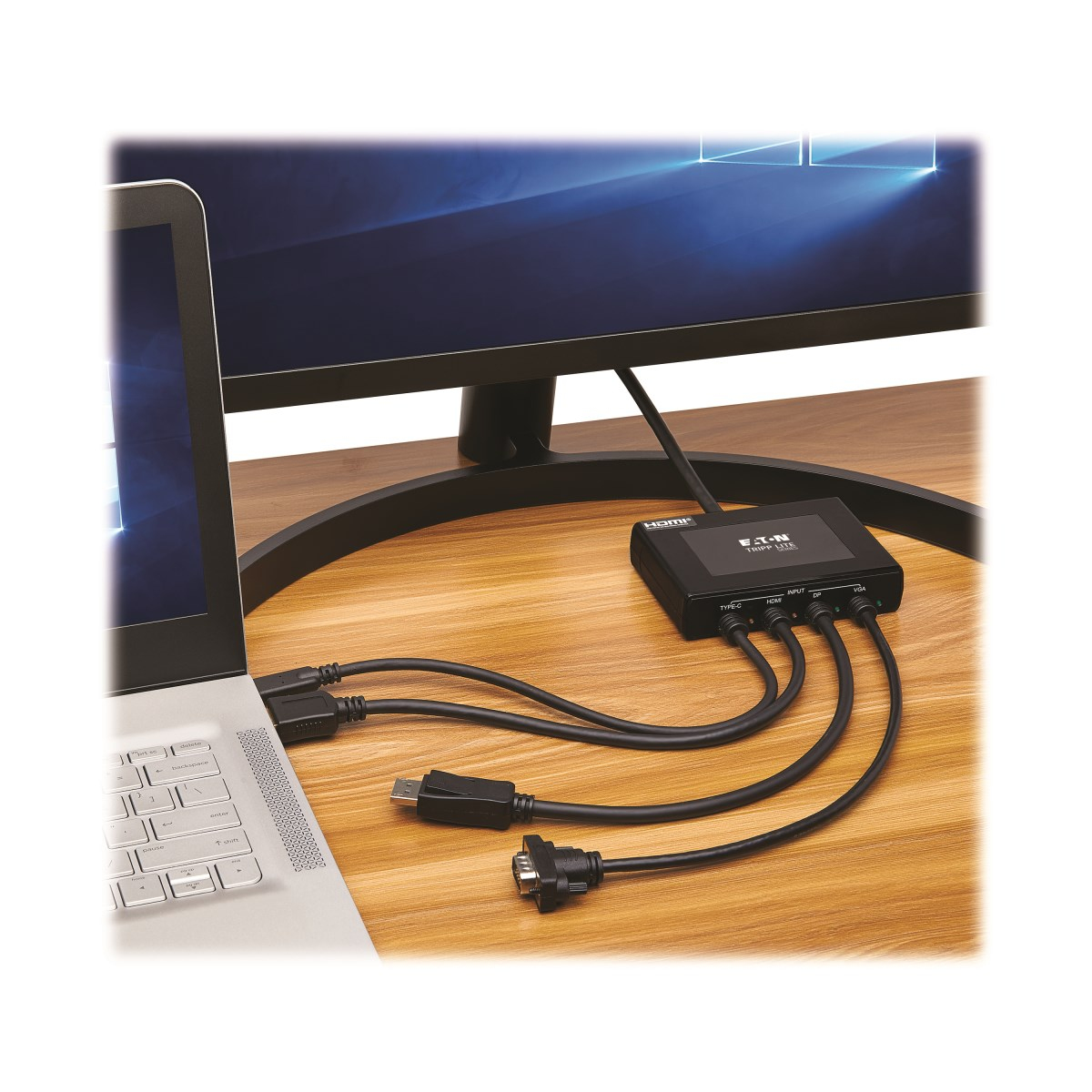Eaton B321-4X1-HDVC 4-Port Presentation Adapter,HDMI, DP, USB-C and 1080p VGA to HDMI