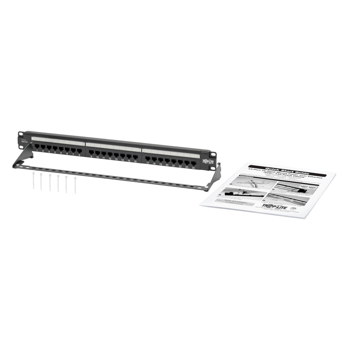 Eaton N252-P24 Cat6 24-Port Patch Panel - PoE+ Compliant, 110/Krone, 568A/B, RJ45 Ethernet