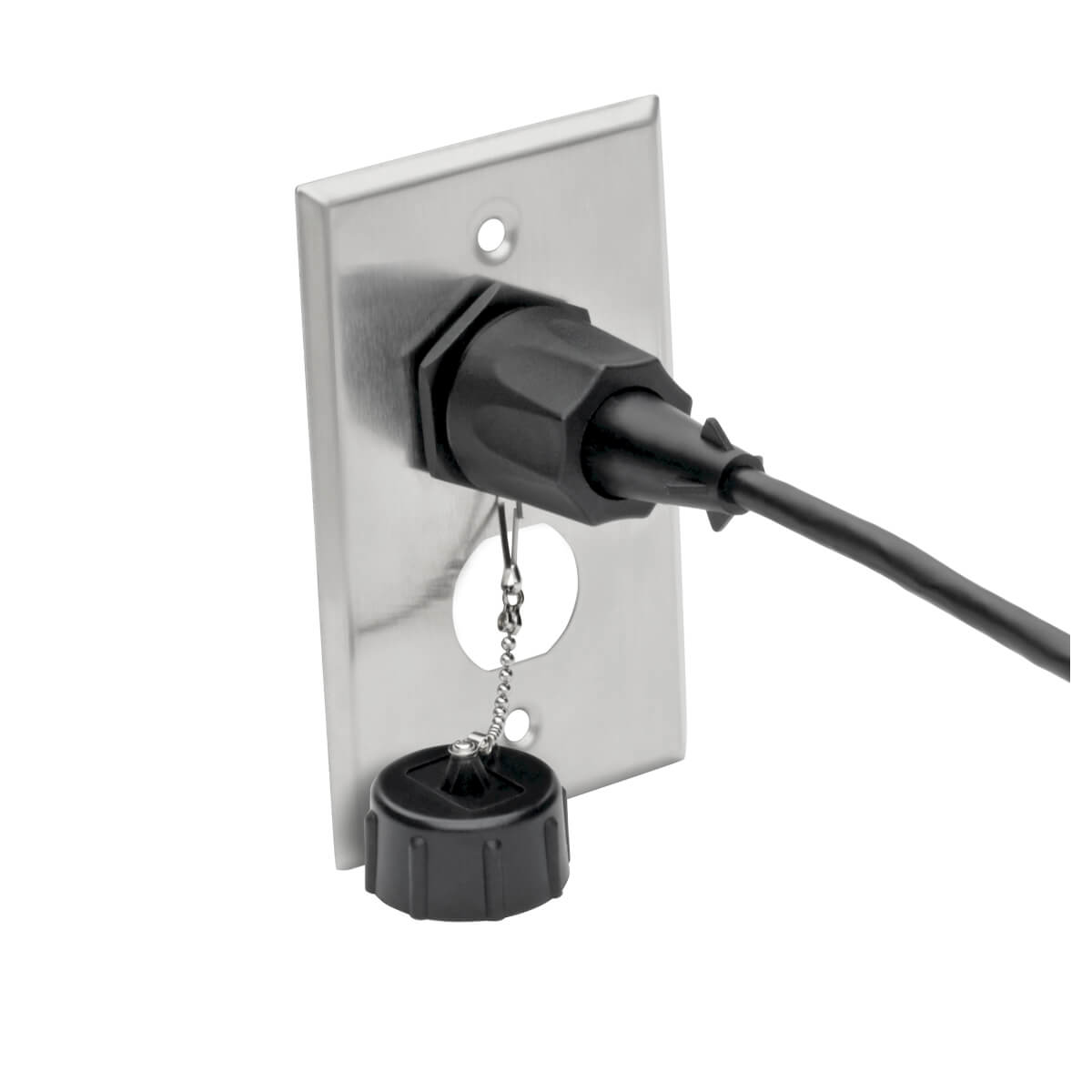 Eaton N206-FP02-IND 2-Port Single Gang Faceplate, Stainless Steel, Industrial Grade, IP44
