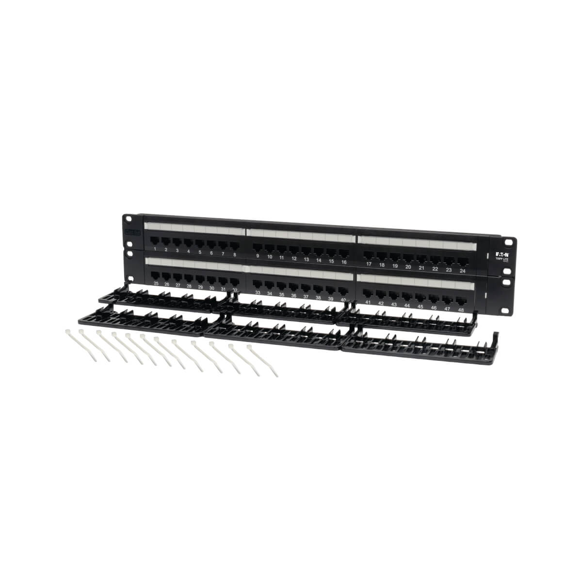 Eaton N052-048 48-Port 2U Rack-Mount Cat5e 110 Patch Panel, 568B, RJ45 Ethernet