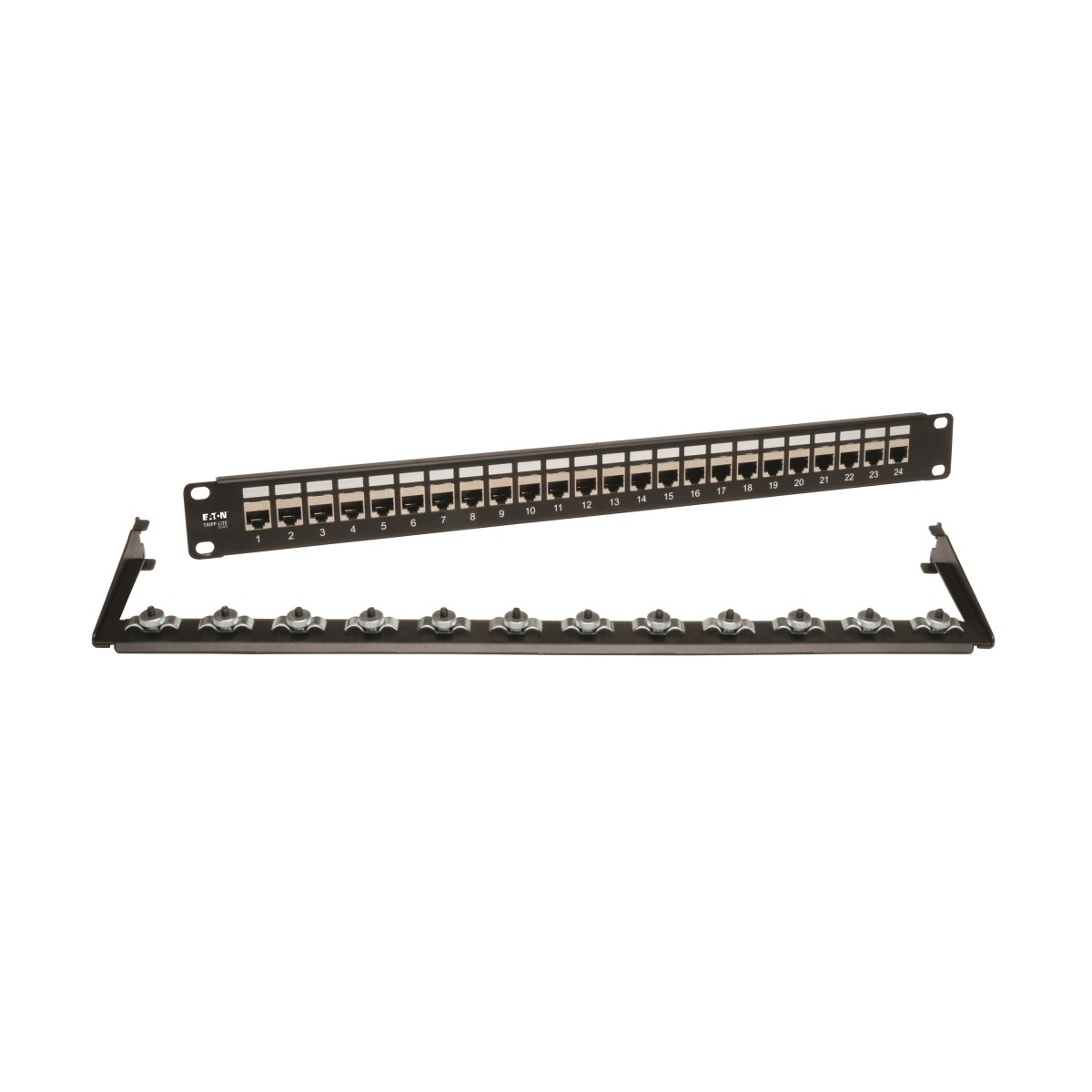 Eaton N254-024-SH 24-Port 1U Rack-Mount STP Shielded Cat6 /Cat5 Feedthrough Patch Panel