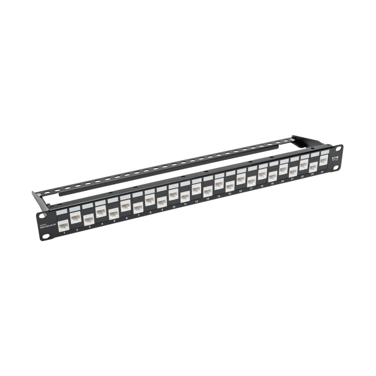 Eaton N254-024-6A-OF 24Port 1U Rack-Mount Cat6a/Cat6/Cat5e Offset Feed-Through Patch Panel