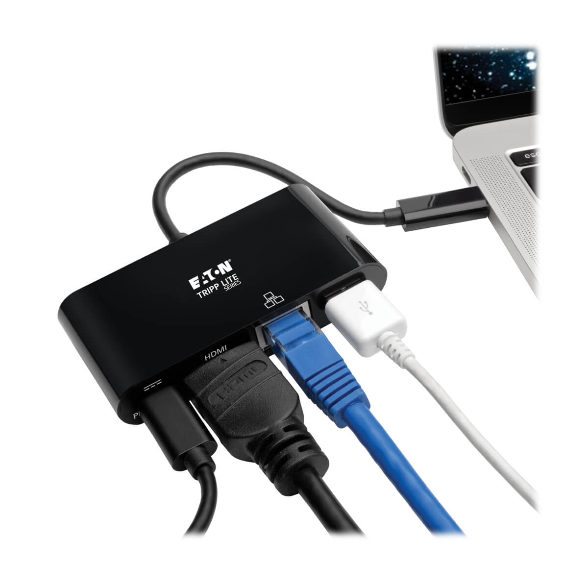 Eaton U444-06N-HGUB-C USB-C Multiport Adapter-HDMI, USB 3.0 Port, GbE, 60W PD Charging,BK