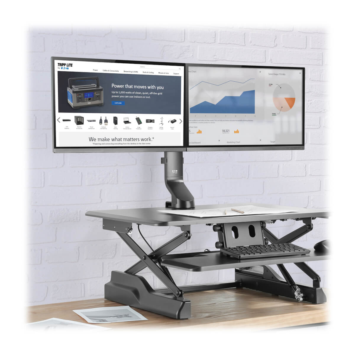 Eaton DDR1727DC Dual-Display Monitor Arm with Desk Clamp and Grommet -17 to 27 Inch Monitors