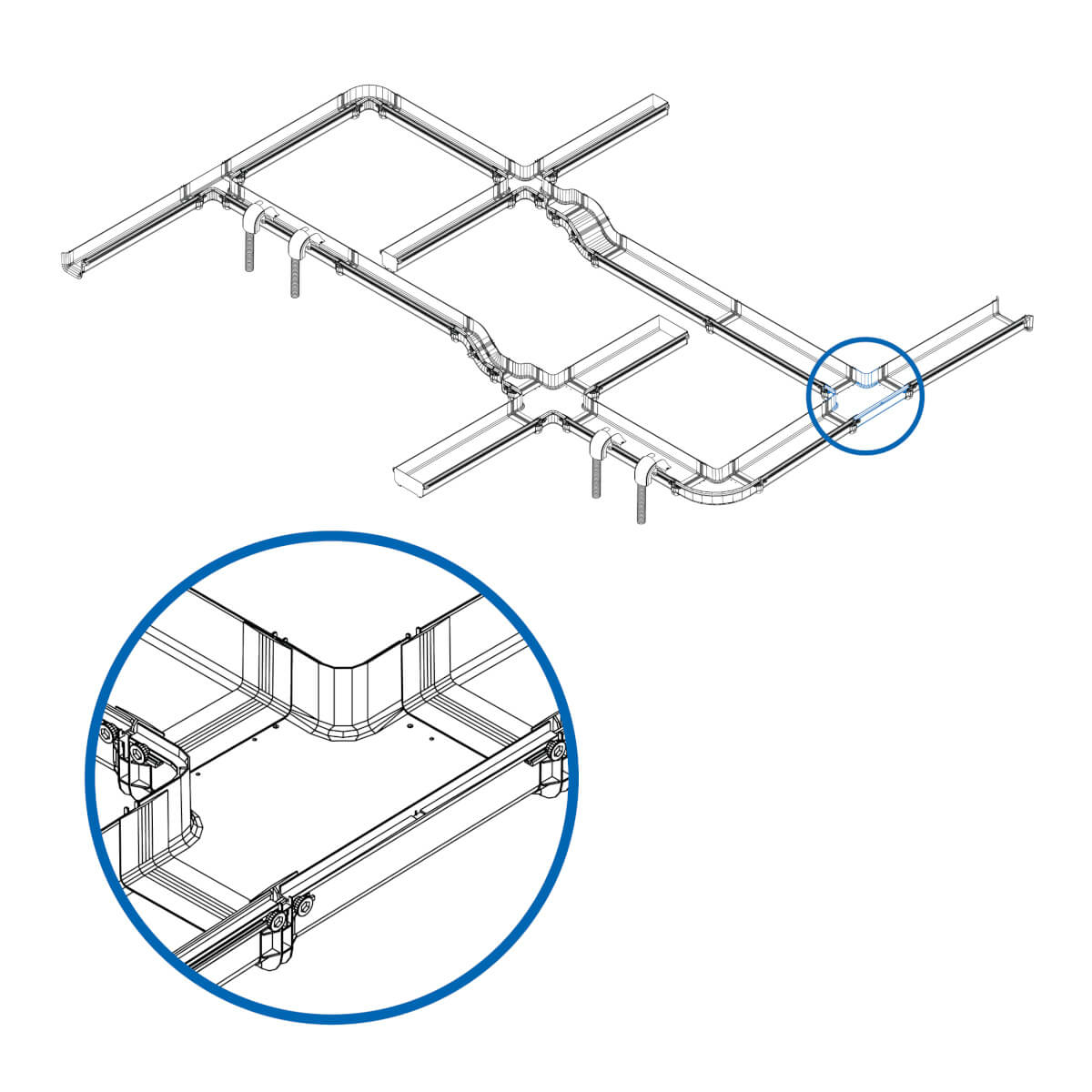 Eaton SRFC10JUNT Toolless Horizontal 90-Degree T-Junction for Fiber Routing System, 240 mm
