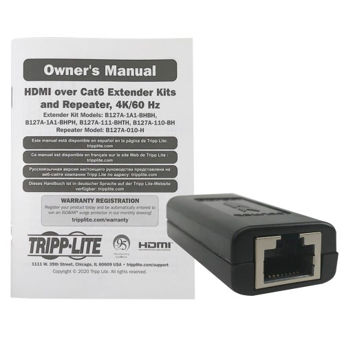 Eaton B127A-010-H Signal Repeater for B127A Extenders, Over Cat6, HDR, PoC, HDCP 2.2, 400 ft.