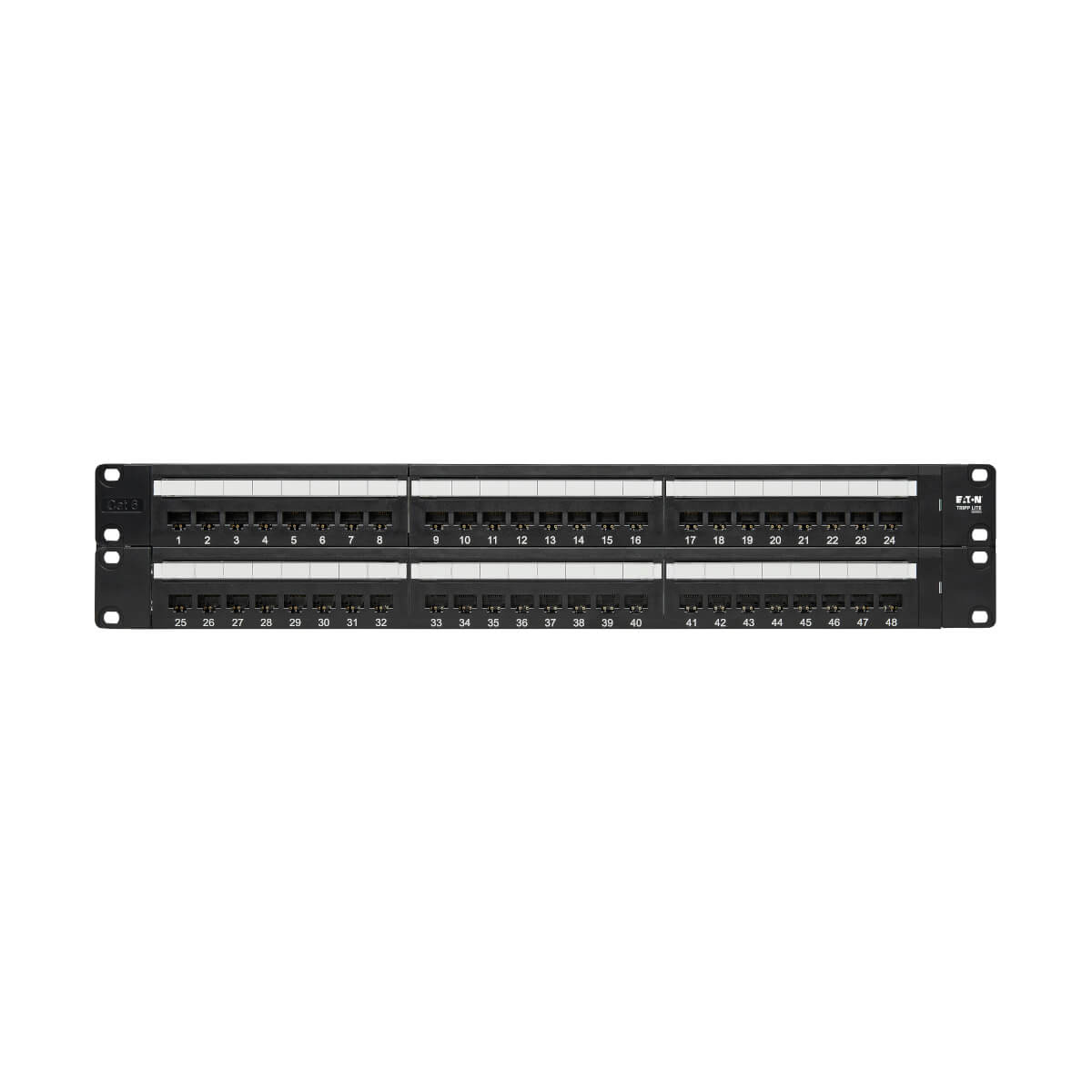 Eaton N252-048 48-Port 2U Rack-Mount Cat6/Cat5 110 Patch Panel, 568B, RJ45 Ethernet