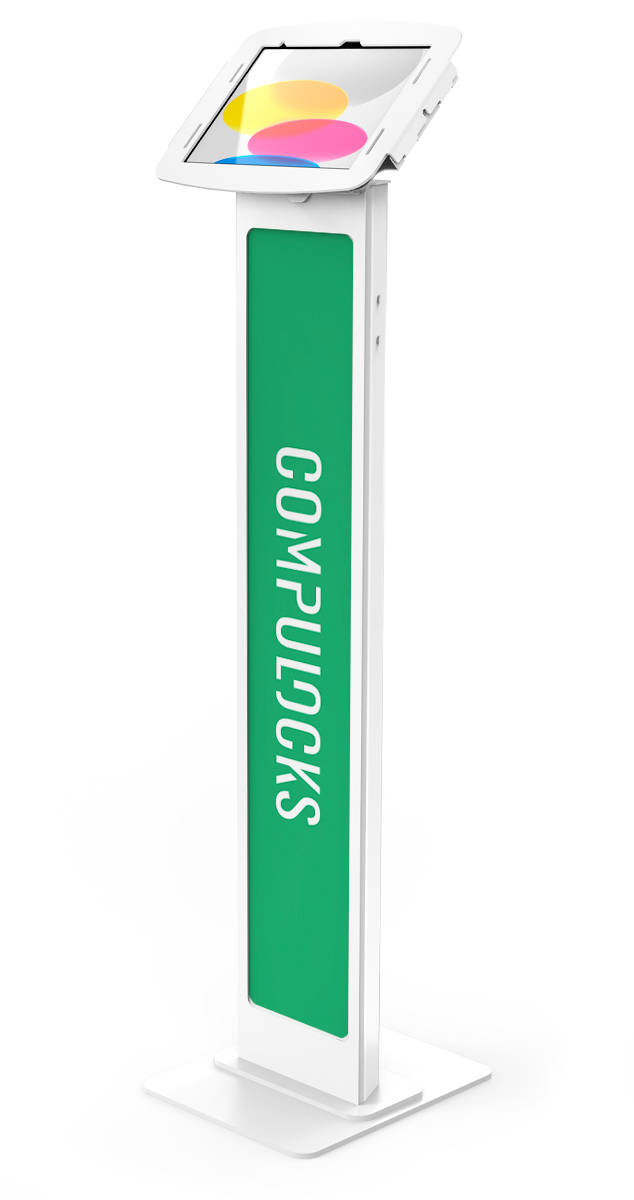 Compulocks 140W209IPDSW iPad 10.9in 10th Gen Space Enclosure Brandable Floor Stand White