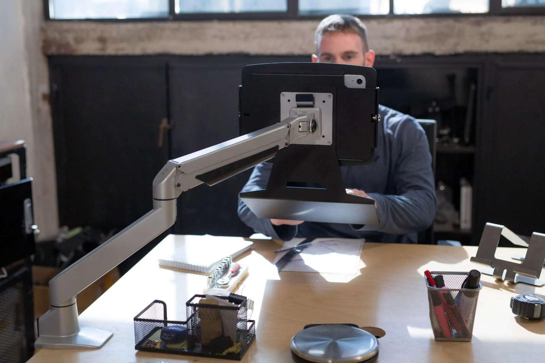 Compulocks 660REACH209IPDSB iPad 10.9in 10th Gen Space Enclosure Articulating Arm Mount Bk