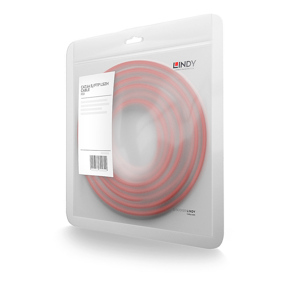 Lindy 47162 1m CAT6a S/FTP LS0H Snagless Gigabit Network Cable, Red