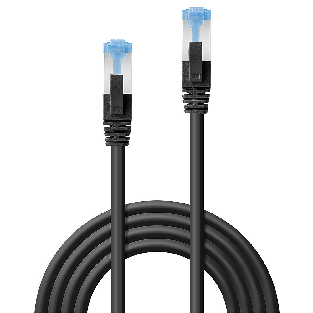 Lindy 47177 1m Cat.6A S/FTP LSZH Snagless Gigabit Network Cable, Black
