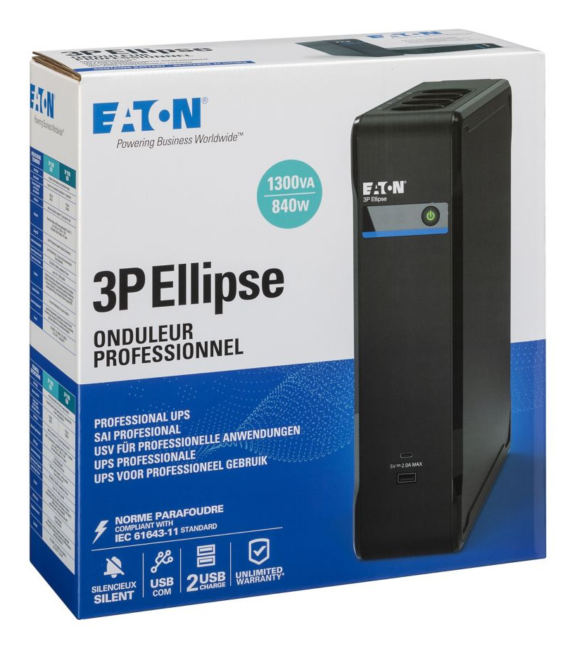 Eaton 3P1300UI 3P Ellipse 1300 USB IEC - UPS Tower- 840 W