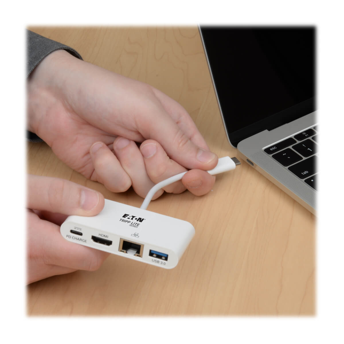 Eaton U444-06N-HGU-C USB-C Multiport Adapter - HDMI, USB 3.0 Port, GbE, 60W PD Charging,WT