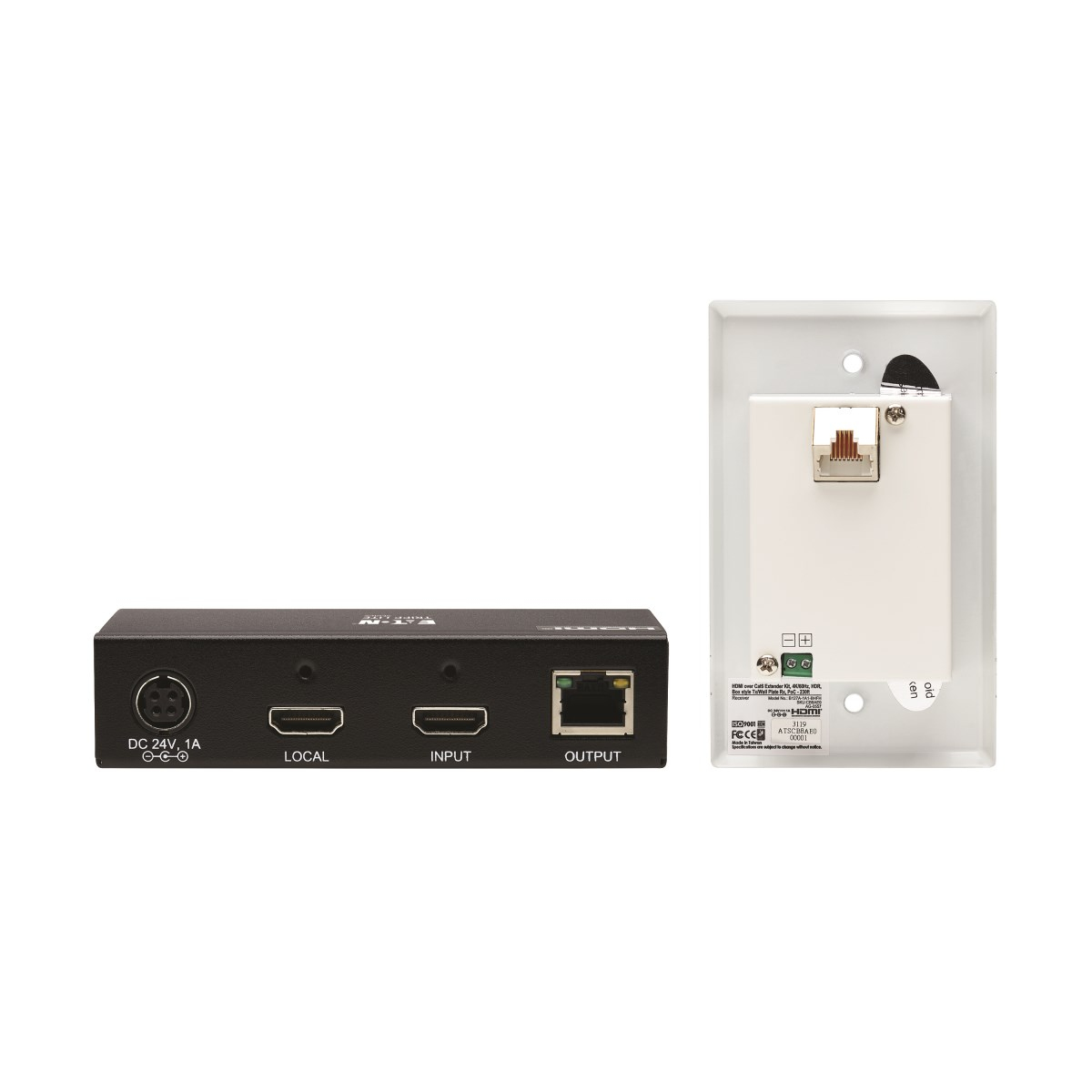 Eaton B127A-1A1-BHFH HDMI over Cat6 Extender Kit, Box Transmitter/Wall Plate Receiver