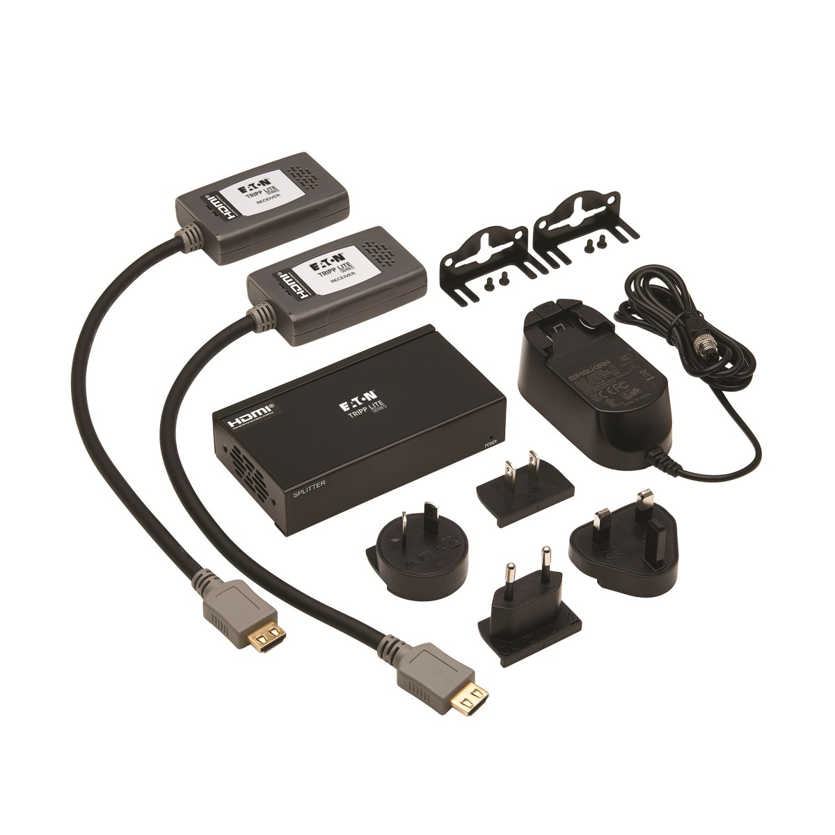 Eaton B127A-002-BHPH2 2-Port HDMI over Cat6 Extender Kit, Splitter/2x Pigtail Receivers