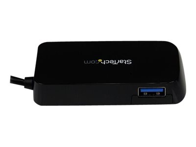 Portable 4 Port SuperSpeed Mini USB 3.0 Hub - Black