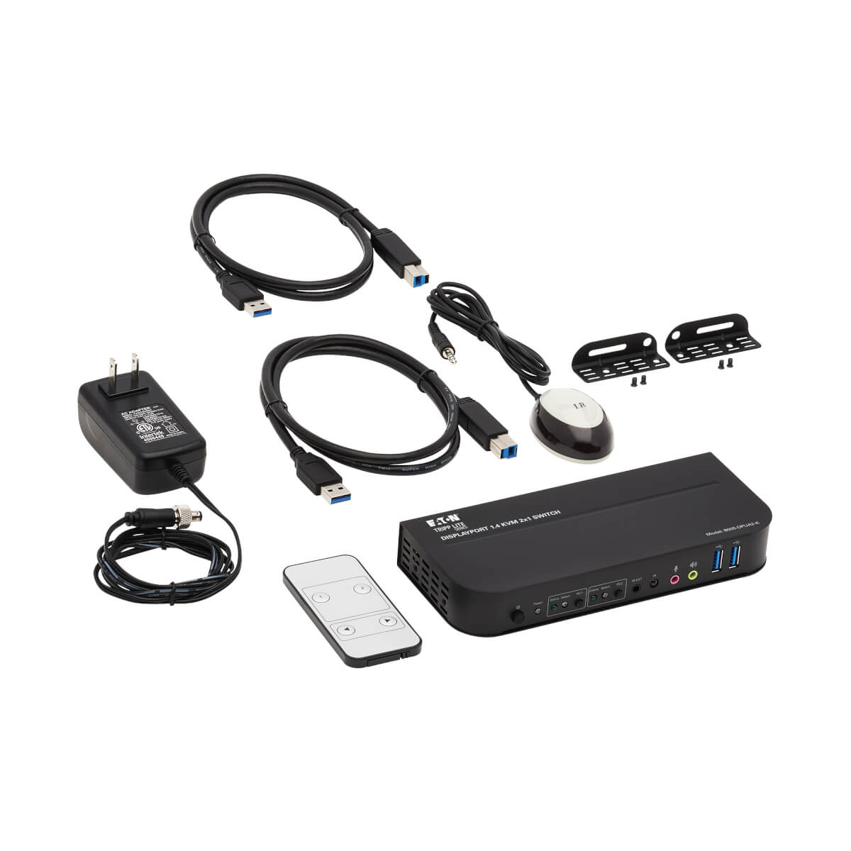 Eaton B005-DPUA2-K 2-Port DisplayPort/USB KVM Switch - 4K, HDR, IR, DP 1.4, USB 3.0 Cables