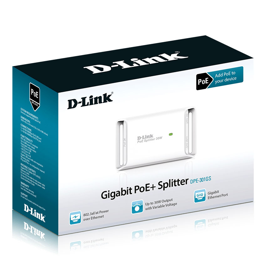 D-Link DPE-301GS Gigabit PoE Plus Splitter