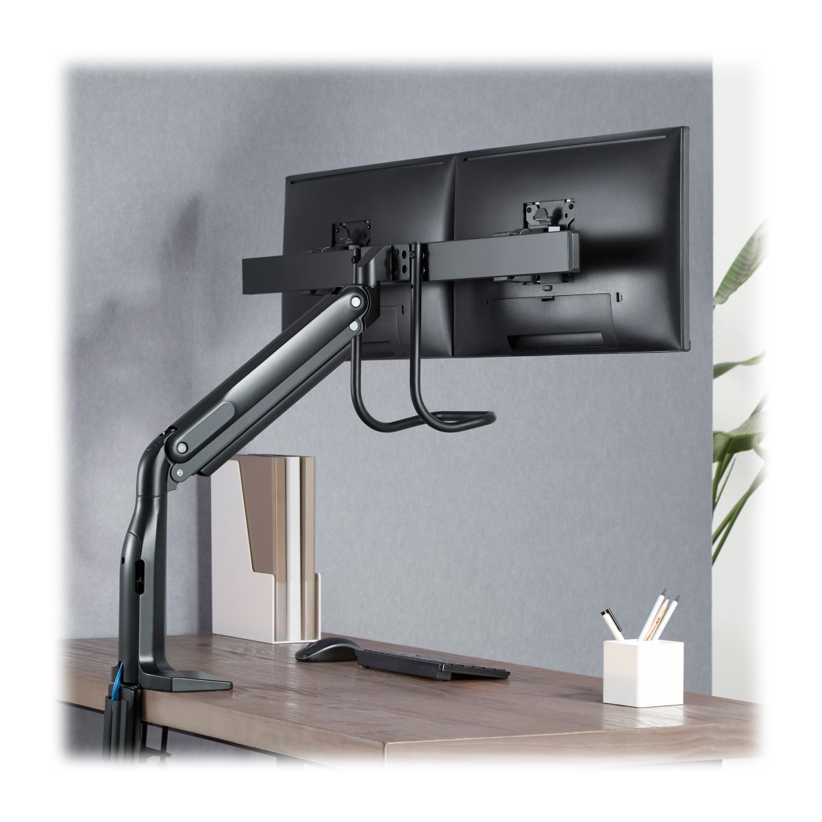 Eaton DMPDD1735AM Precision-Placement Dual-Display Desk Clamp/Grommet, 17 to 35 Inch Displays