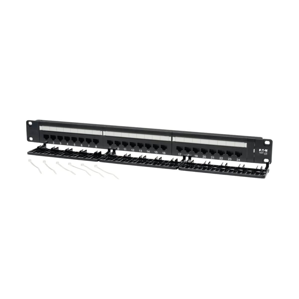 Eaton N252-024 24-Port 1U Rack-Mount Cat6/Cat5 110 Patch Panel, 568B, RJ45 Ethernet