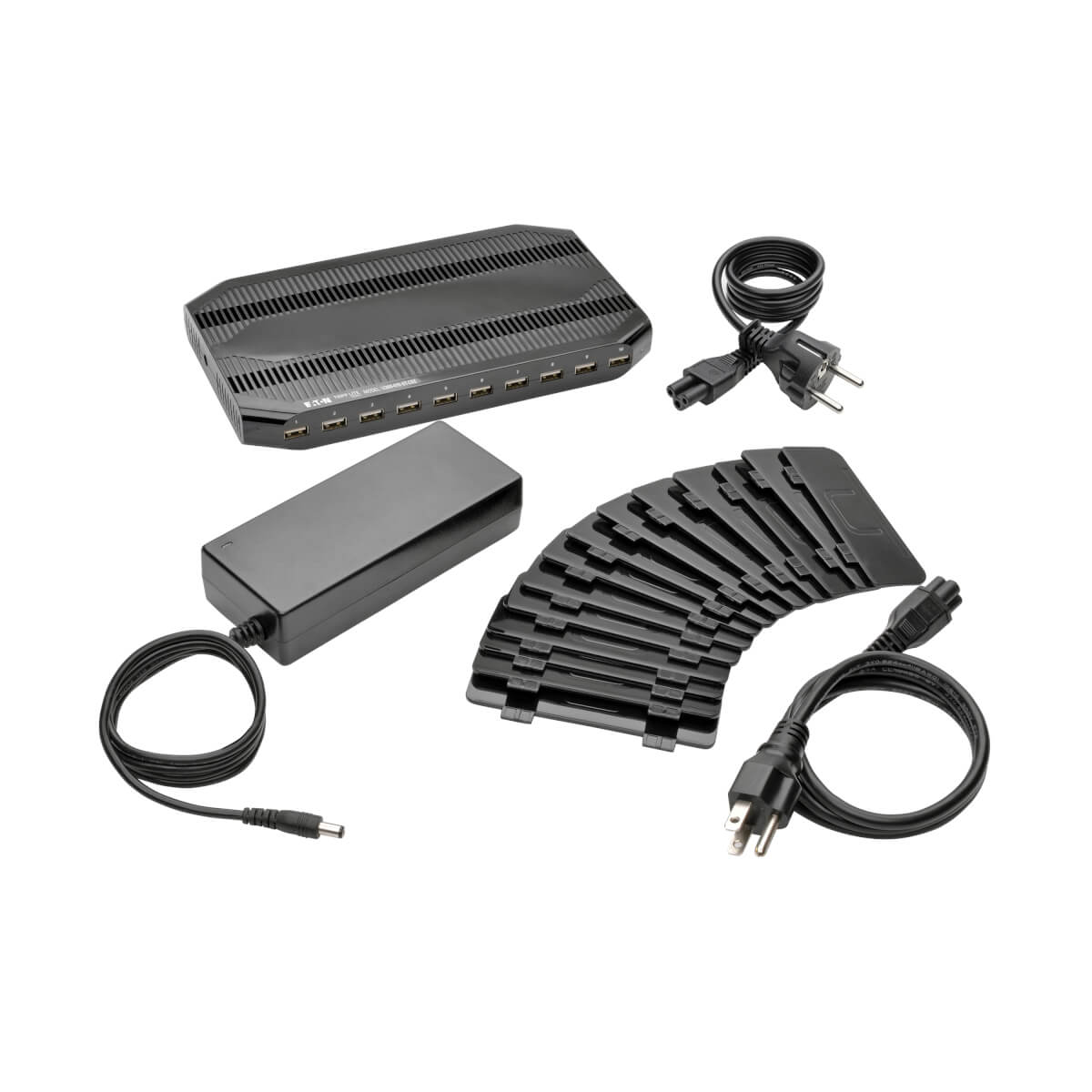 Eaton U280-010-ST-CEE 10-Port USB Charging Station with Adjustable Storage, 12V 8A (96W)