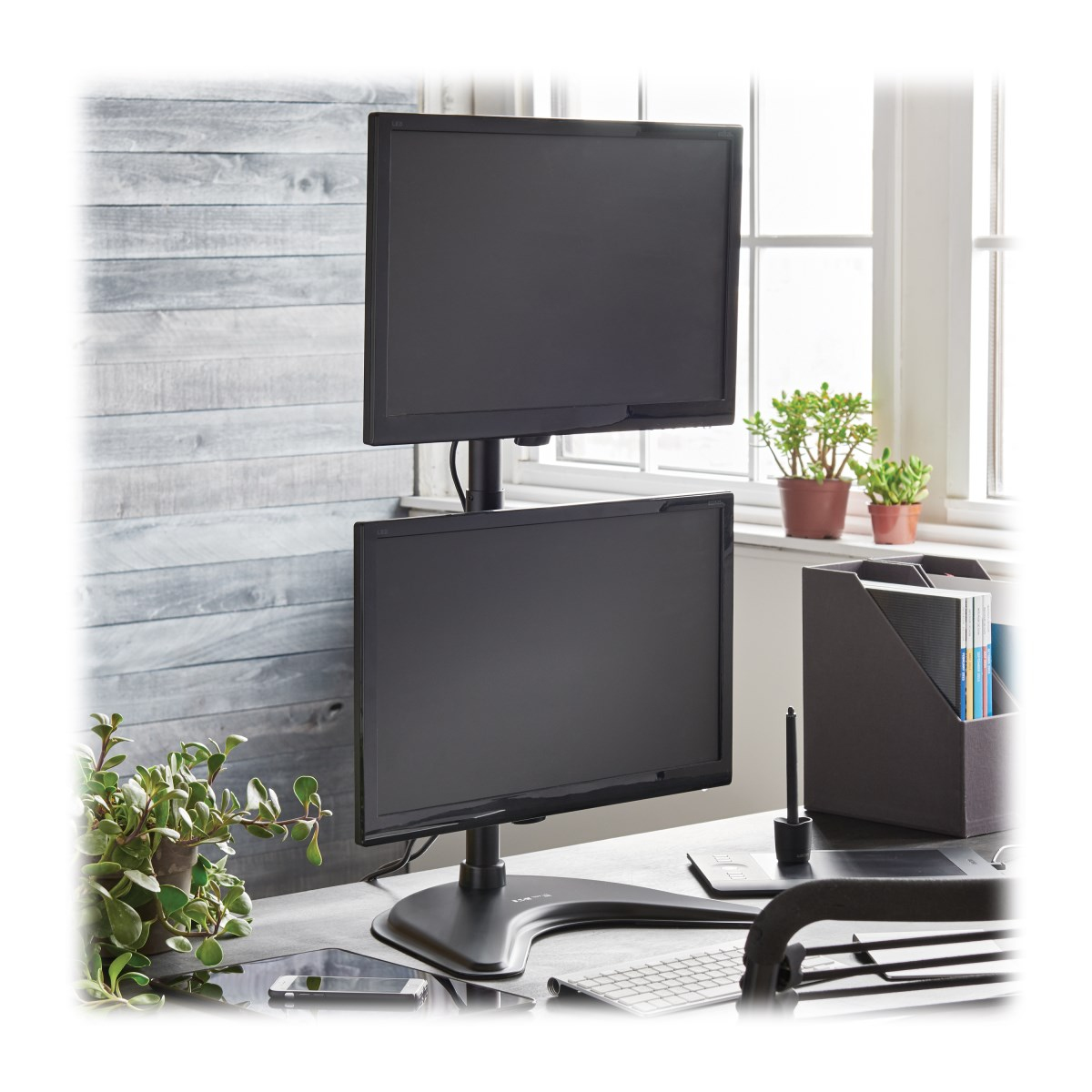 Eaton DDR1527SDC Dual Vertical Flat-Screen Desk Stand/Clamp Mount,15 Inch. to 27 Inch.Displays