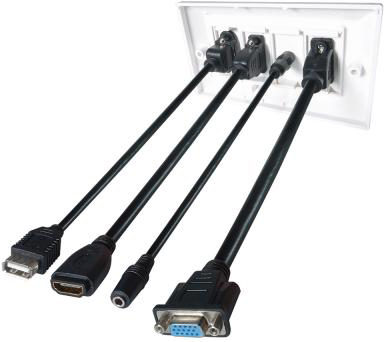 FastFlex 3m AV Faceplate Cable Kit - HDMI/VGA/USB A/3.5mm Jack