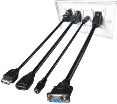 FastFlex 20m AV Faceplate Cable Kit - HDMI/VGA/USB A/3.5mm Jack