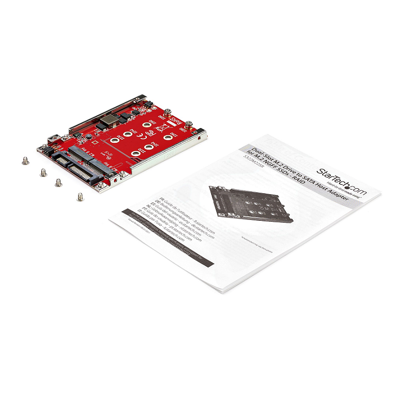 StarTech S322M225R Dual-Slot M.2 Drive to SATA Adapter for 2.5 inch Drive Bay - RAID