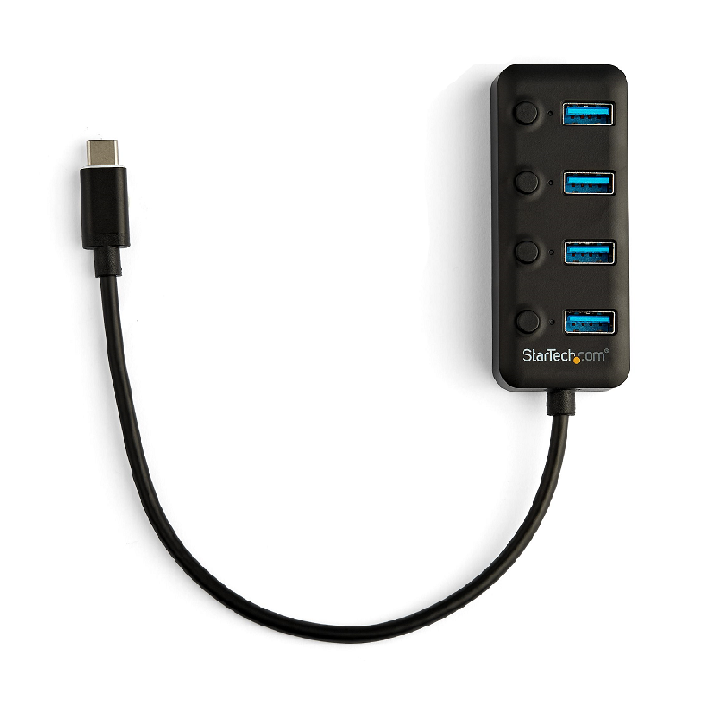 StarTech HB30C4AIB 4 Port USB-C to 4xUSB 3.0 Hub Type-A Ports w/Individual On/Off Switches