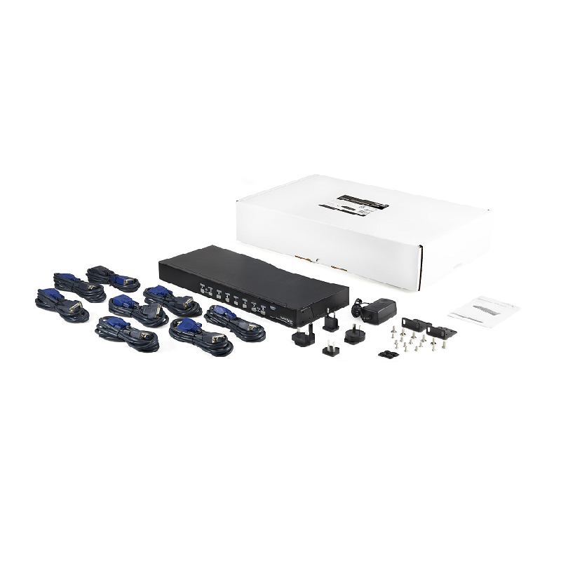 StarTech SV831DUSBUK 8 Port 1U Rackmount USB KVM Switch Kit with OSD and Cables
