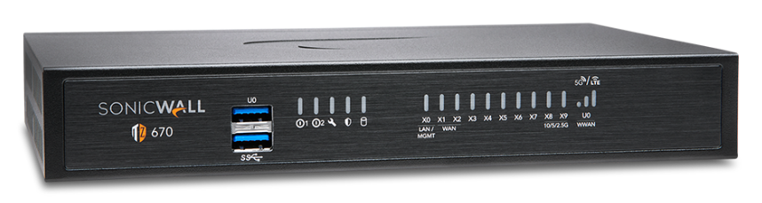 SonicWall 02-SSC-5858 TZ670 Firewall Appliance with 1yr of 8x5 Support & Firmware updates