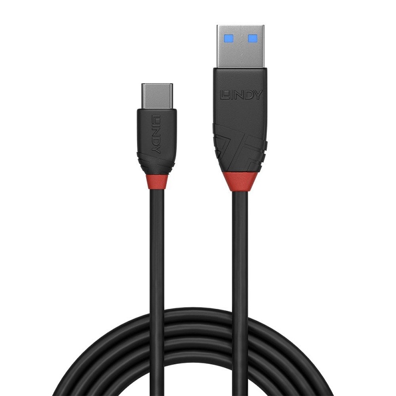 Lindy USB 3.2 Type A to C Cable 3A 10Gbps - Black Line
