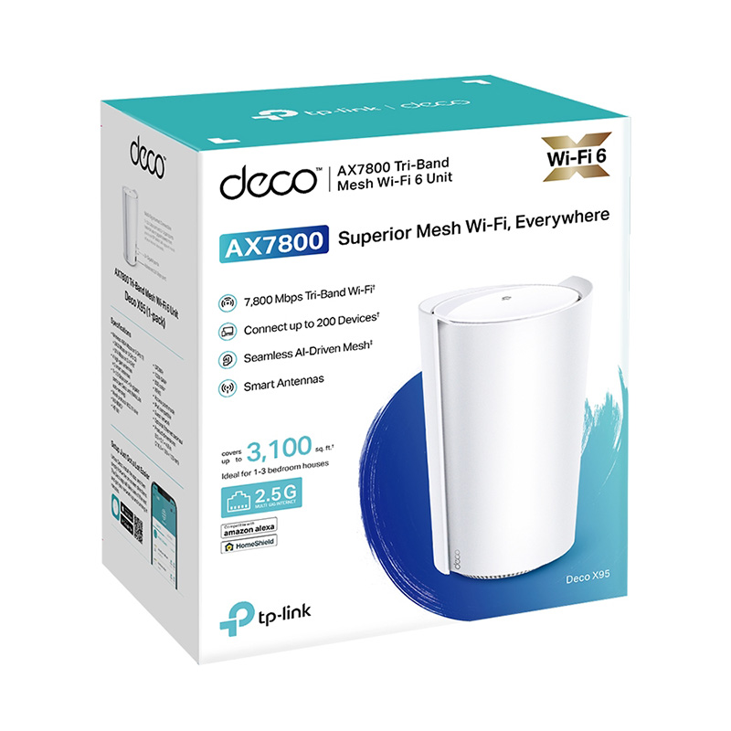 TP-Link Deco X95 AX7800 Tri-Band Mesh WiFi 6 System (1-Pack)