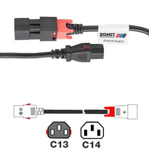 zLock 0.5m IEC 320 Dual Locking Cable C14 - C13, Black