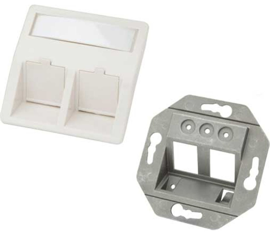 Excel Angled 2 Port Keystone 50mm x 50mm Faceplate RAL9010 Pure White
Part Code: 100-283