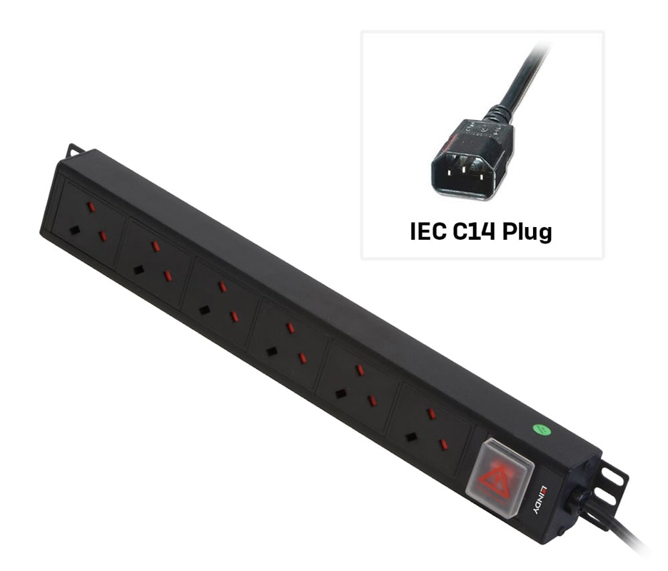 Lindy UK Vertical PDU with IEC Mains Cable
